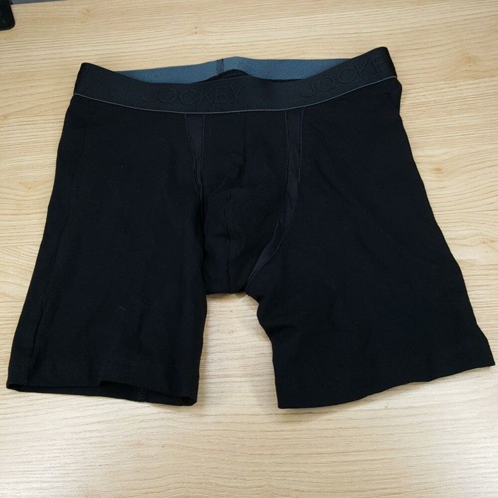 JOCKEY Boxer Briefs Mens Small Black Chafe Proof Cotton Blend Logo